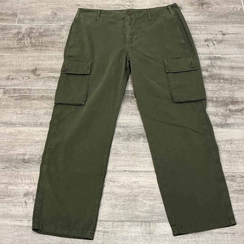 FRAME Women's Relaxed Cropped Utility‎ Cargo Straight Pants Olive Green Size 27